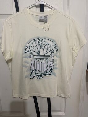 adidas Cream Tee with Teal and Dark Green Graphic